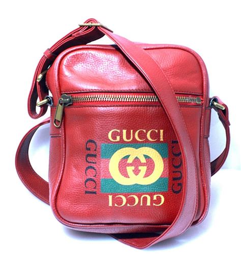 gucci print leather shoulder bag